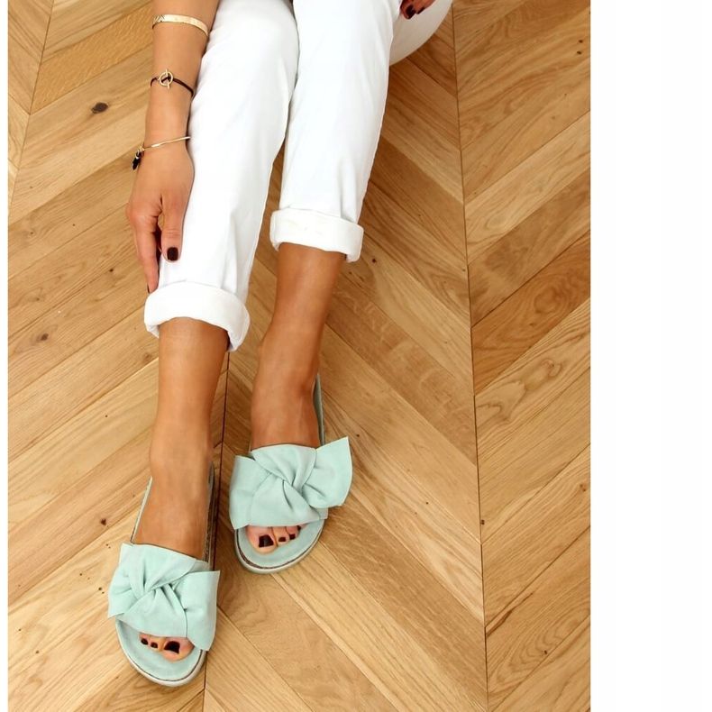 Mint 8228 Zelené pantofle na vysoké podrážce zelená 1