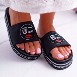 Dámské pantofle na platformě S.Barski 802-10 černé černý 2