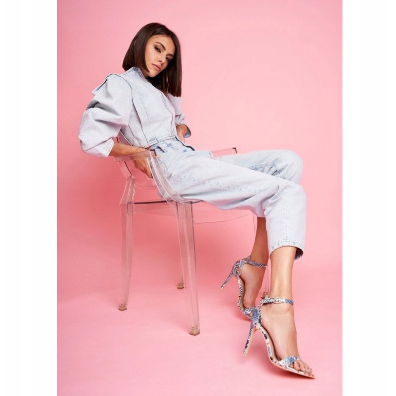 Dámské sandály na vysokém podpatku Lu Boo, modré béžový 1