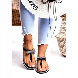 LU BOO Dámské gumové pantofle černé žabky Kamínky Lou černá 2