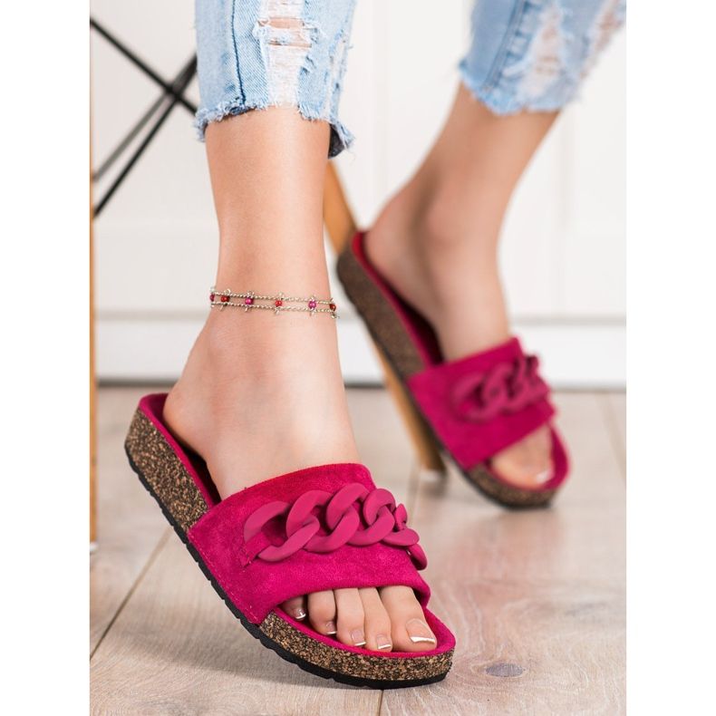 SHELOVET Módní pantofle s ozdobou oranžový 1