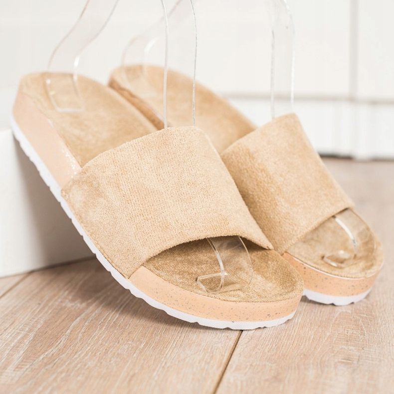 SHELOVET Módní semišové pantofle hnědý 1