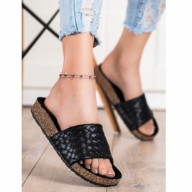 SHELOVET Módní pletené pantofle černý 2