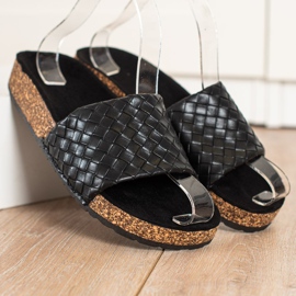 SHELOVET Módní pletené pantofle černý 1