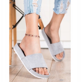 SHELOVET Módní semišové pantofle šedá 2