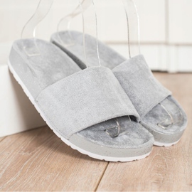 SHELOVET Módní semišové pantofle šedá 1