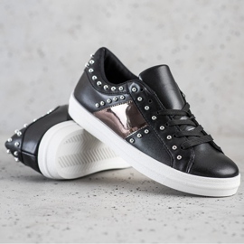 SHELOVET Černé tenisky s ornamenty černá 1