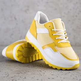 Bestelle Tenisky s třpytivou platformou bílý žlutá 1