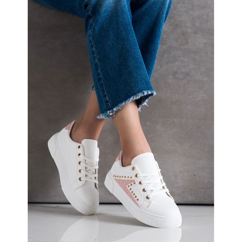 SHELOVET Eko kožené tenisky bílý 2