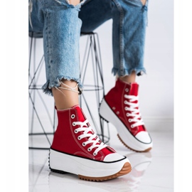 SHELOVET Vysoké Tenisky Na Platformě červené 2