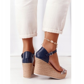 Kožené klínové sandály Maciejka L4869-17 Navy Blue námořnická modrá 1