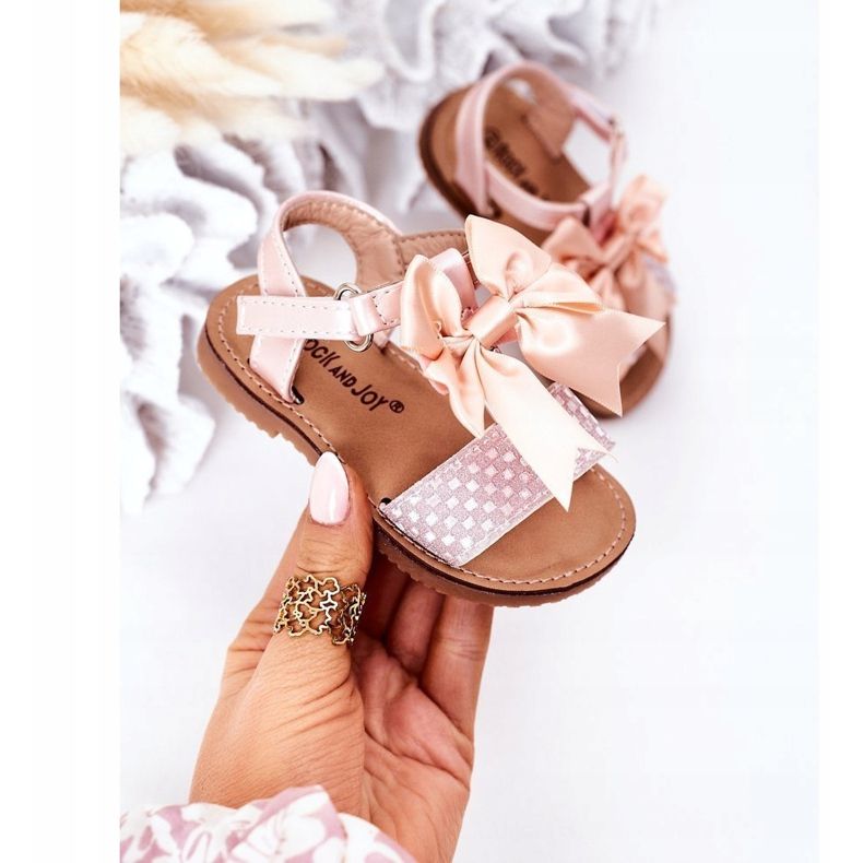 FR1 Dětské sandály s mašlí Pink Beebee růžový 2