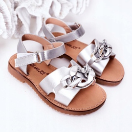 FR1 Dětské sandály s řetízkem Silver Buffy stříbro 1