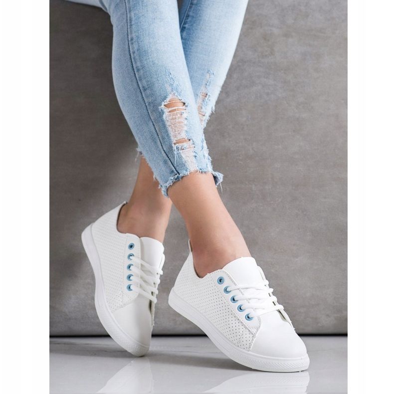 SHELOVET Prolamované tenisky s eko kůží bílý 2