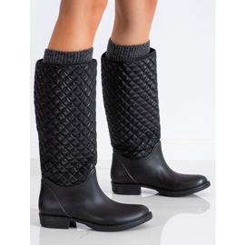SHELOVET Vysoké, prošívané galoše černý 1