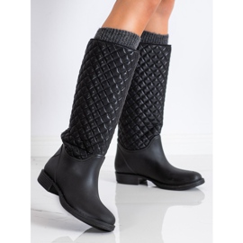 SHELOVET Vysoké, prošívané galoše černý 2