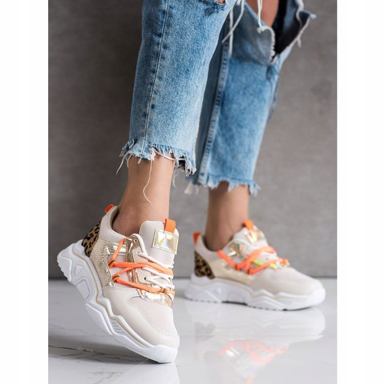 SHELOVET Tenisky s leopardím potiskem hnědý 2