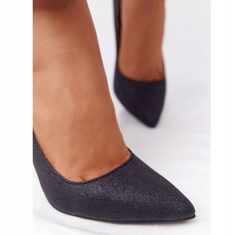 Elegantní třpytivé Lu Boo černé vysoké podpatky černá 1