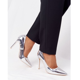 Elegantní lakované vysoké podpatky Lu Boo Silver stříbro 1