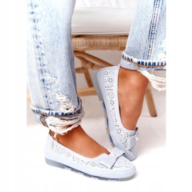 Ekologické modré balerínky Rio Flore Leather modrý stříbro 4