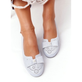 Ekologické modré balerínky Rio Flore Leather modrý stříbro 3