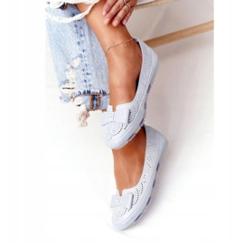 Ekologické modré balerínky Rio Flore Leather modrý stříbro 2