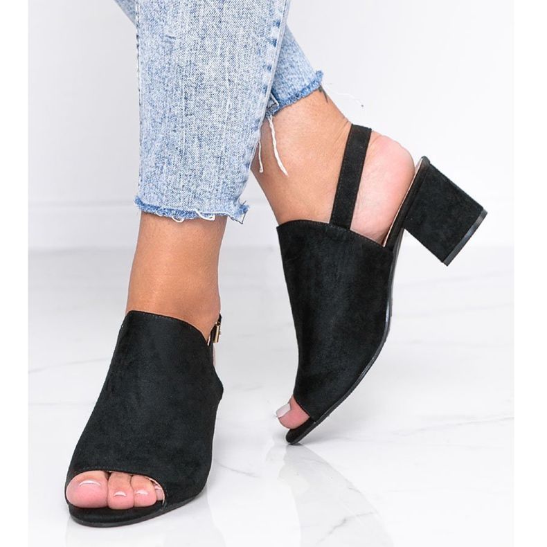 Černé sandály na sloupku se svrškem Blubbery černá 1 Černé sandály na sloupku se svrškem Blubbery černá 1