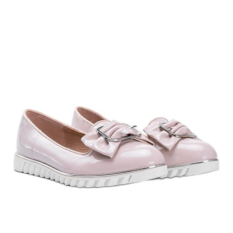 Béžově lakované mokasíny s mašlí Nemesise béžový 1 Béžově lakované mokasíny s mašlí Nemesise béžový 1