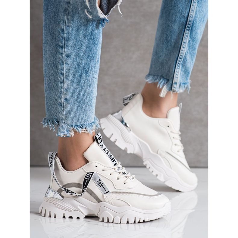 Ideal Shoes Béžové módní tenisky béžový 1