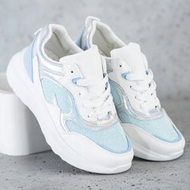 Sweet Shoes Tenisky se třpytkami bílý modrý 2