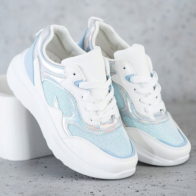 Sweet Shoes Tenisky se třpytkami bílý modrý 2