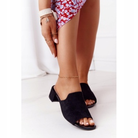 Semišové pantofle na patě Sergio Leone KL313 černé černá 2