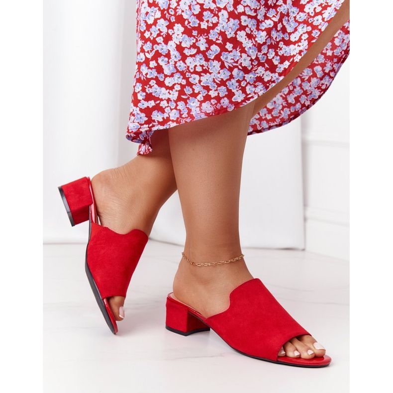 Semišové pantofle na patě Sergio Leone KL313 červená červené 1