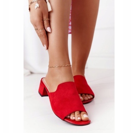 Semišové pantofle na patě Sergio Leone KL313 červená červené 2