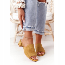 Semišové pantofle na patě Sergio Leone KL313 žlutá 2