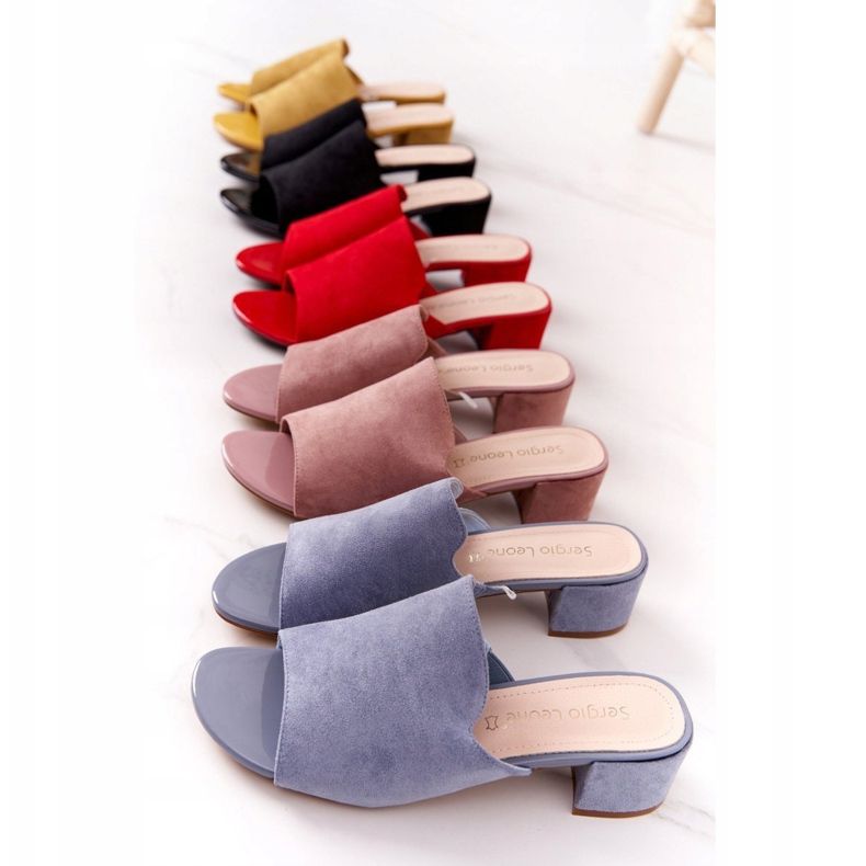 Semišové pantofle na patě Sergio Leone KL313 žlutá 1