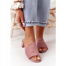 Semišové pantofle na patě Sergio Leone KL313 Růžová růžový 1