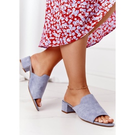 Semišové pantofle na patě Sergio Leone KL313 Blue modrý 1