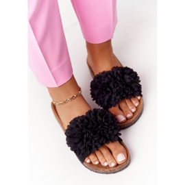 PE1 Černá Květinová Bomba Na Korkové Podešvi 1