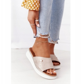 Sandály na klínku Sergio Leone SK042 Gold zlatý 1