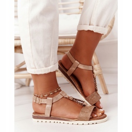 PE1 Ploché sandály z vrbové mědi pro ženy měď 1