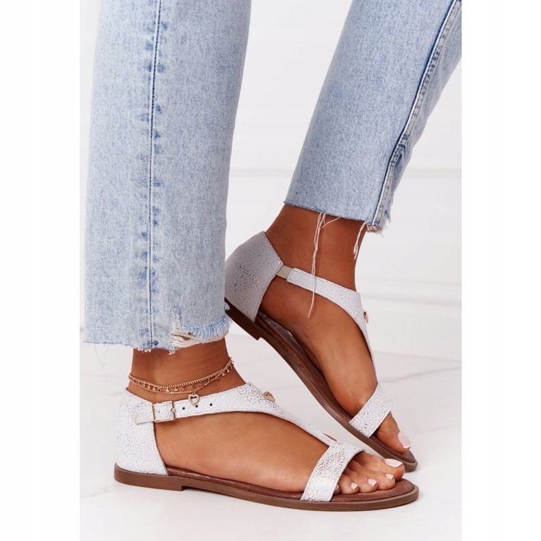 Dámské kožené sandály Nicole 2648 White Metallic bílý vícebarevný 2