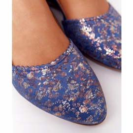 Maciejka 4972A-17 Navy Blue Leather Ballerinas námořnická modř 1