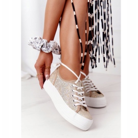 S.Barski Třpytivé tenisky na platformě Golden Luna zlatý 1