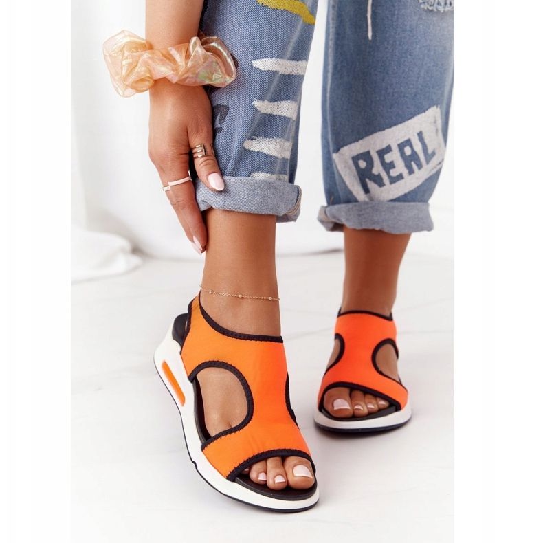 S.Barski Oranžové nazouvací sandály Zoey černá oranžový 1