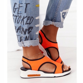 S.Barski Oranžové nazouvací sandály Zoey černá oranžový 2