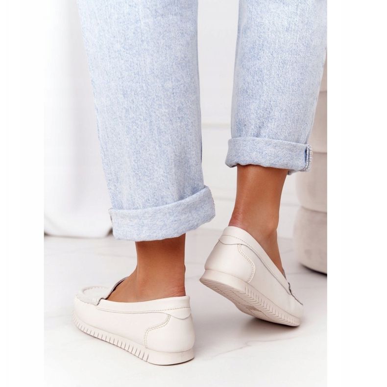 S.Barski Dámské kožené mokasíny S. Barski 97630 Ecru 2