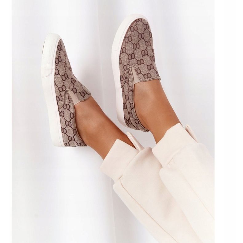 Dámské nazouvací tenisky s nazouváním Khaki Challenge hnědý 1 Dámské nazouvací tenisky s nazouváním Khaki Challenge hnědý 1