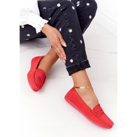 Dámské semišové mokasíny Big Star HH274668 Coral červený 1
