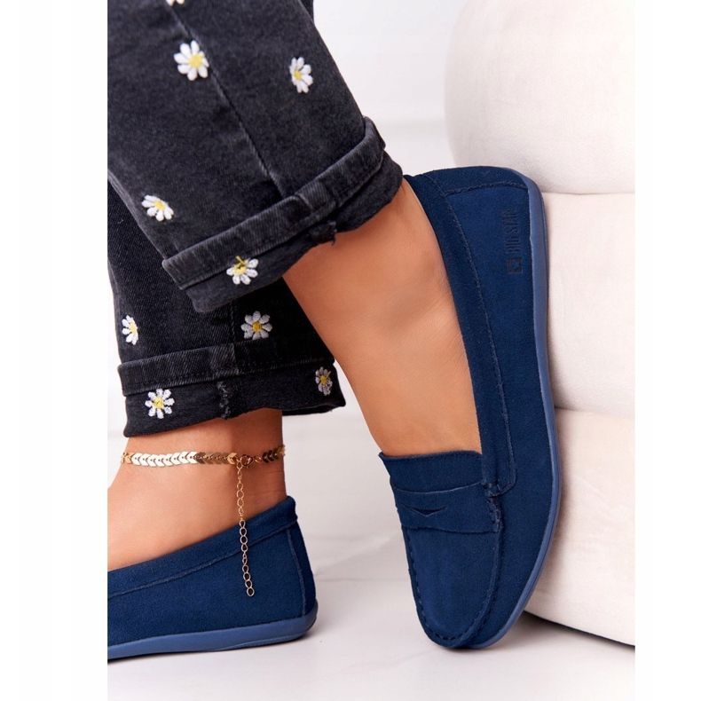 Dámské semišové mokasíny Big Star HH274663 Navy Blue námořnická modř 2